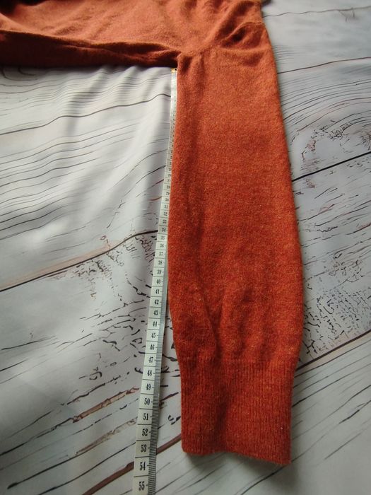 Wełniany sweter M męski pomarańczowy dyniowy