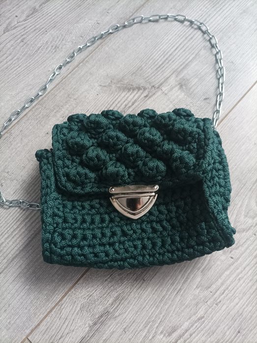 Torebka handmade butelkowa zieleń