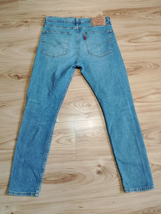 Niebieskie Męskie Spodnie Jeansowe Dżinsowe Z Przetarciami  Levi's 519