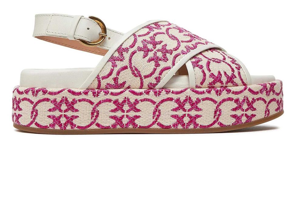 PINKO luksusowe damskie sandały Flores Écru