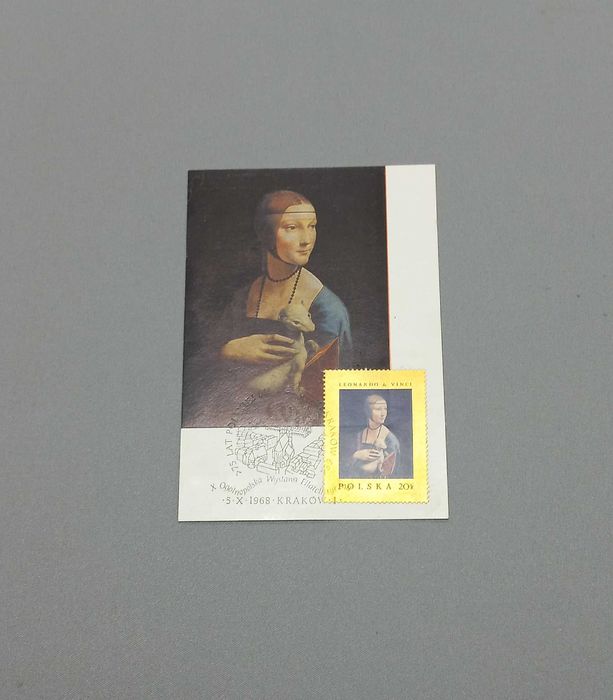 Pocztówka tematyczna - obraz Leonardo da Vinci „Dama z gronostajem”