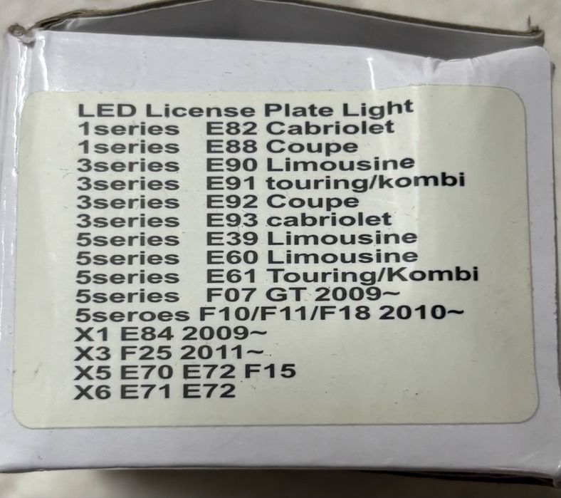 Vendo conjunto de luzes LED para matricula BMW, novas na caixa.