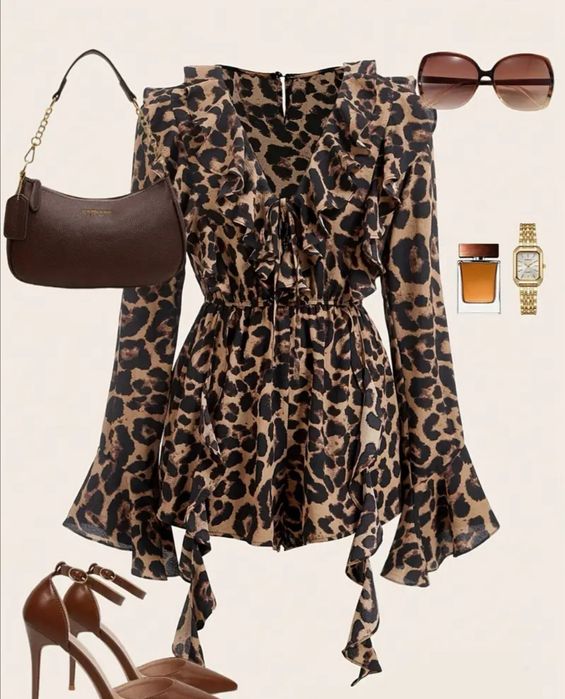 Леопардовий комбінезон сукня