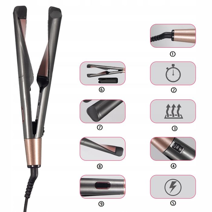 Prostownica do włosów lokówka ceramiczna 2w1 szybkie nagrzewanie