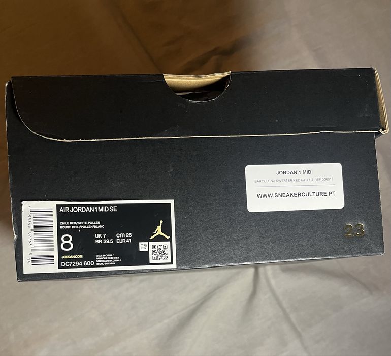 Air Jorda Mid 1 Barcelona Sweater Red Patent - Tamanho 41