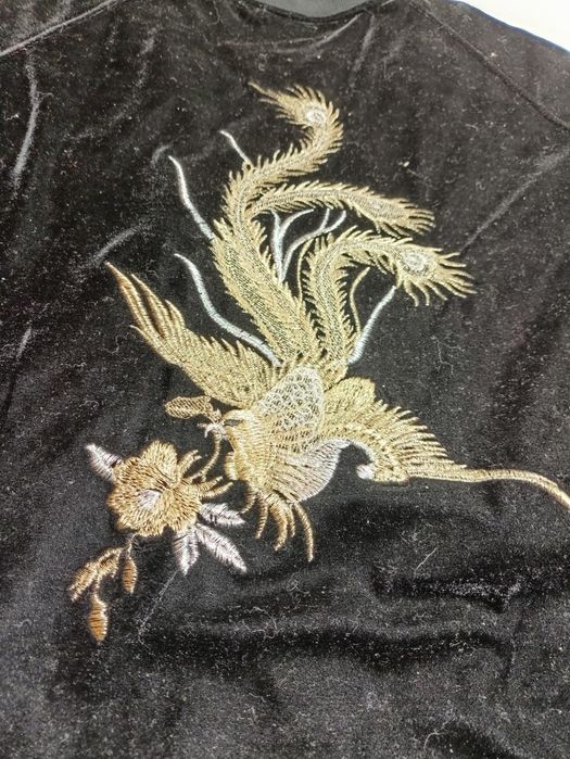 Kurtka Bomberka bluza welurowa L smok wiosenna czarna