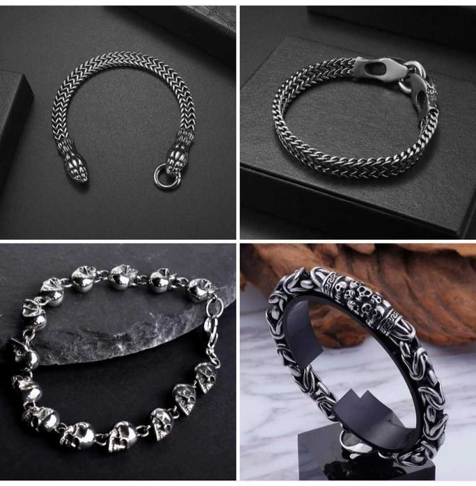 Pulseiras bracelets masculinas cobra dragão caveiras