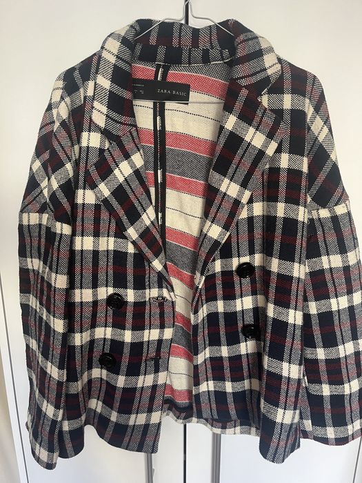 Koszulowa kurtka w kratę płaszczyk przejściowy L Zara