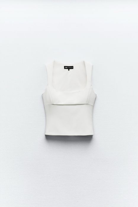 Топ молочний Zara з квадратним вирізом, M
