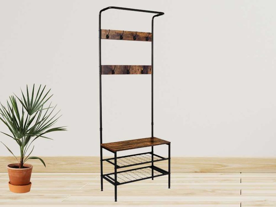 Wieszak Stojak Podłogowy na Ubrania Akcesoria Buty Loft Rustykalny