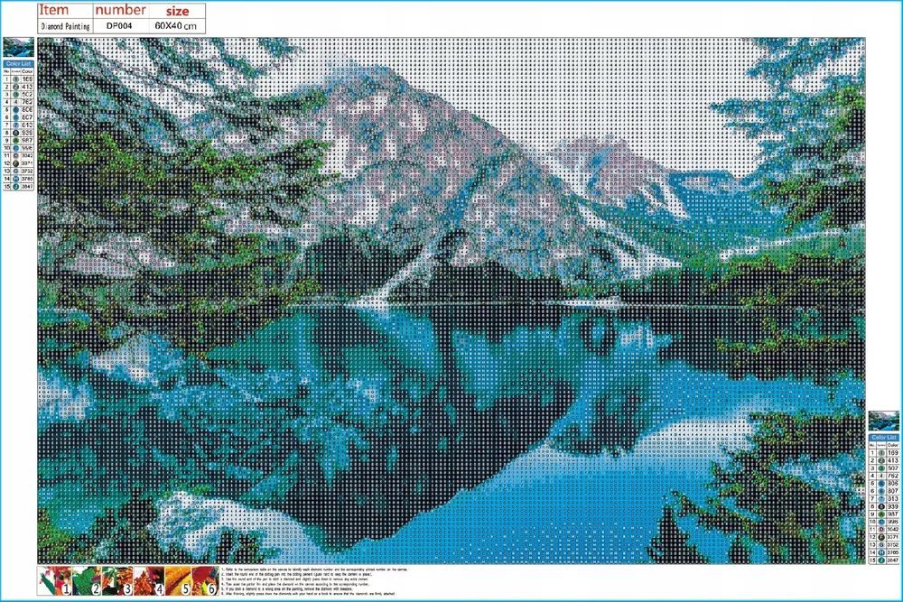 Diamond painting dp004 60×40 górskie jezioro mozaika diamentowa