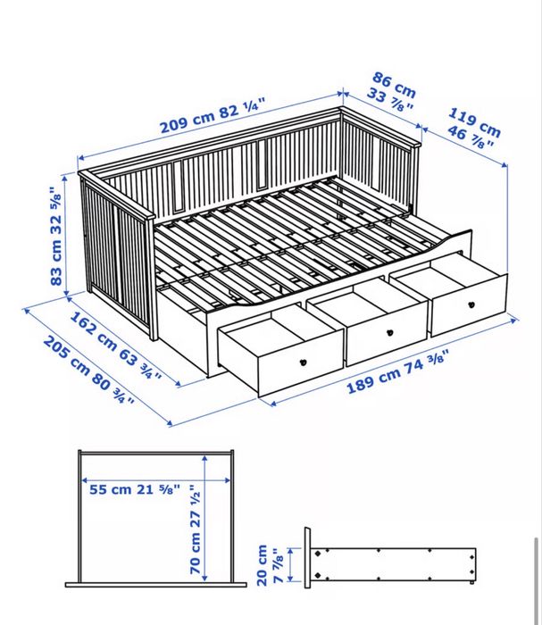 2 Camas HEMNES individal/dupla c/3 gavetas , 80x200 cm