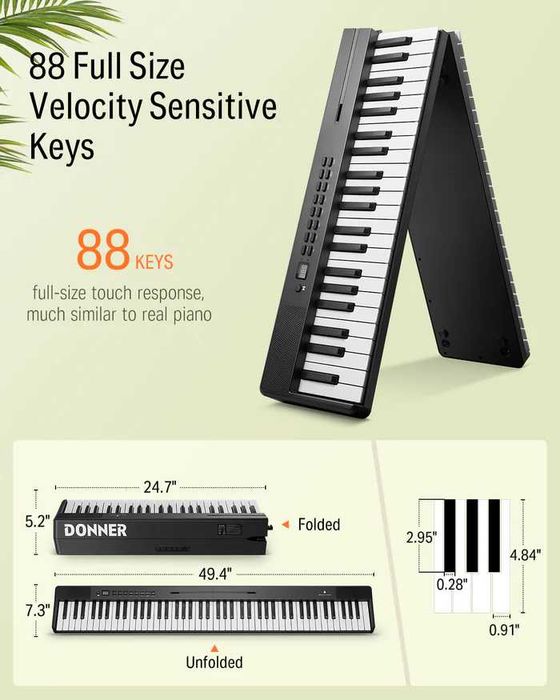 Piano Digital Donner DP-10 88 Teclas (NOVO) – Bluetooth + Dobrável