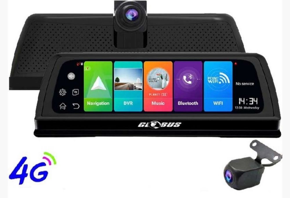 Видеорегистратор зеркало с навигатором +4 G Globus LS-8000