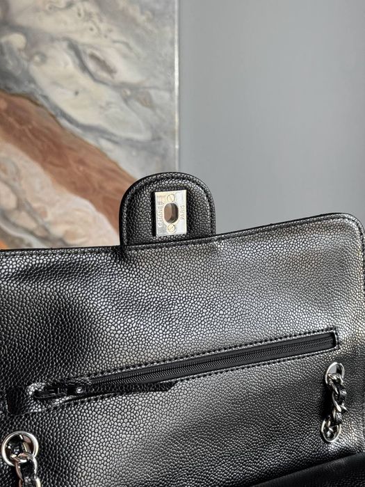 Chanel Classic Flap Caviar Black with Silver Hardware / чёрная сумочка