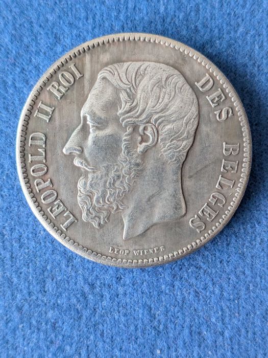5 Франків 1868 Бельгія Леопольд II