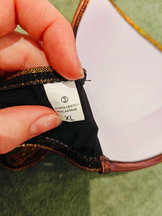 Kostium strój kąpielowy dwuczęściowy złoty świecący.