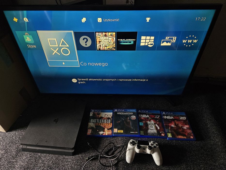 Zestaw Konsola Sony Playstation 4 + TV Samsung 40 cali + 4 gry battlefield nba uncharted