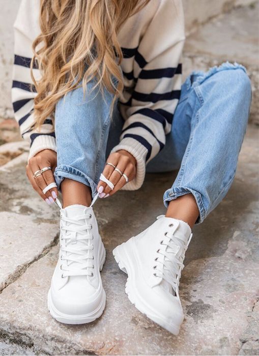 NOWE off white biale sneakersy trampki wysokie37,38,39,40,41 platforma