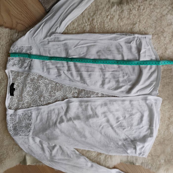 Biały sweterek z koronkowymi wstawkami New Look r. 36 38 40