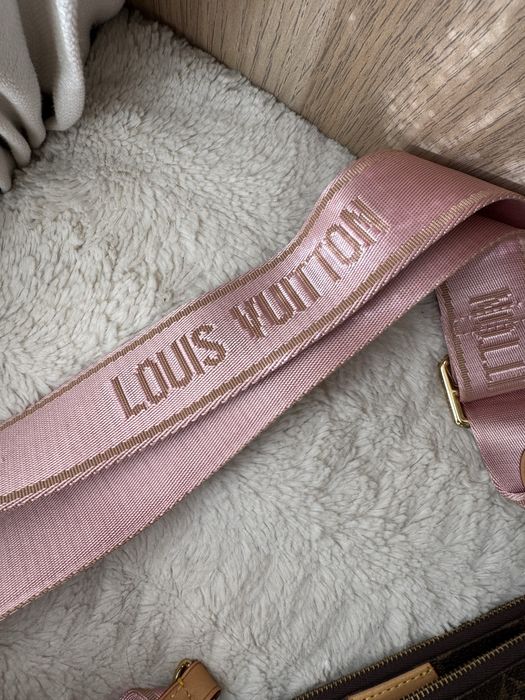 Mala multipochette monogram castanho e rosa