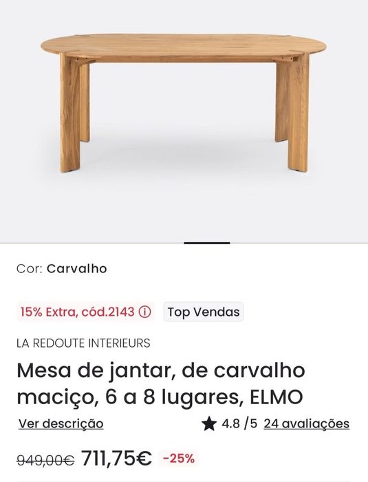 Mesa de Jantar Madeira Maciça