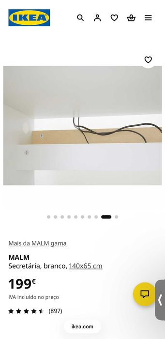 Secretária IKEA Malm cor Preto - ótimo estado - negociável