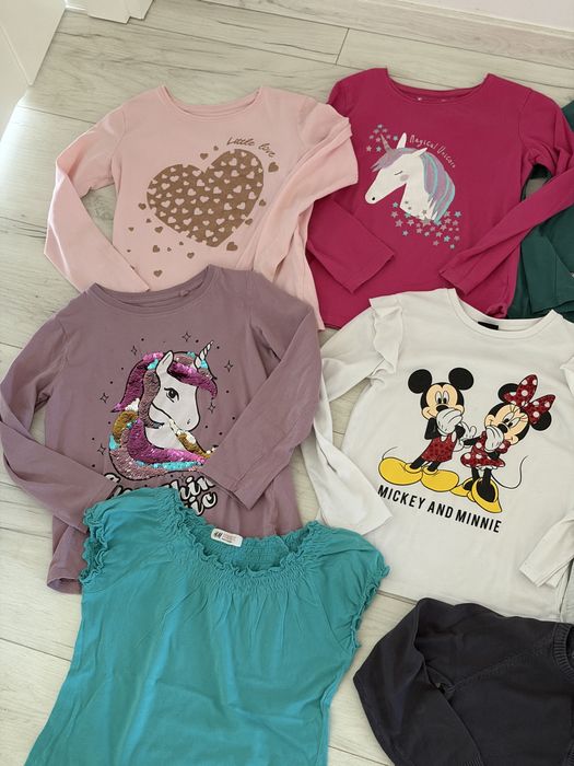 Duży zestaw ubrań jesiennych, jesień, zima 122, 128 kurtka bluzki, legginsy