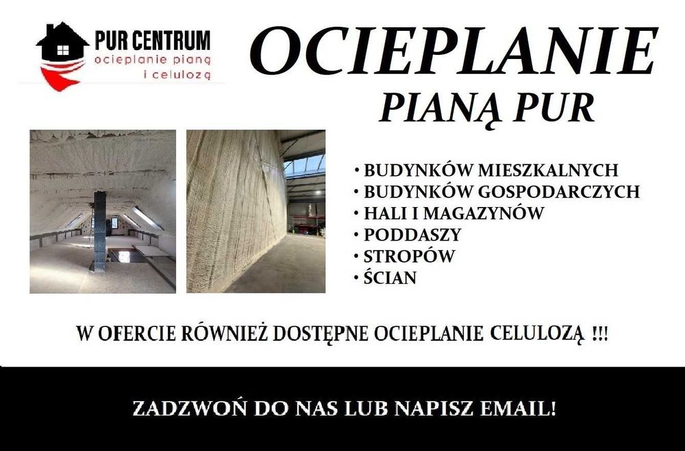 Ocieplenie ocieplanie izolacja pianą piana pianka PUR poddasza dachu