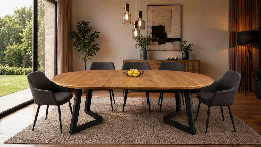 Stół Dębowy Okrągły LOFT - 100% Lite Drewno Różne Wymiary Rozkładany