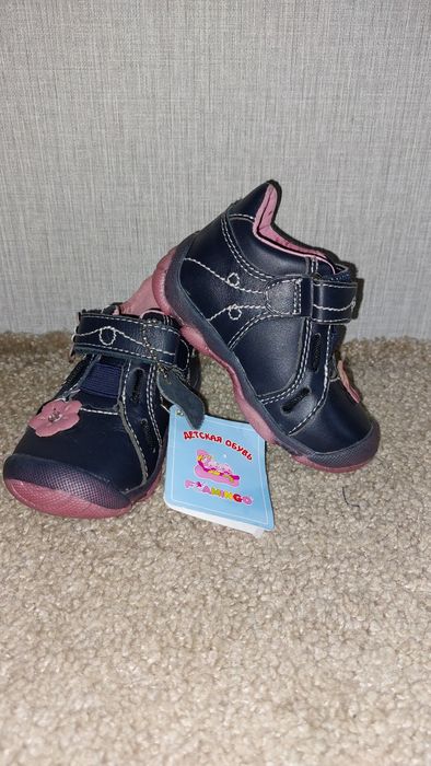 Весенние кожаные ботинки на девочку Flamingo. 20 р., стелька 12,5 см.