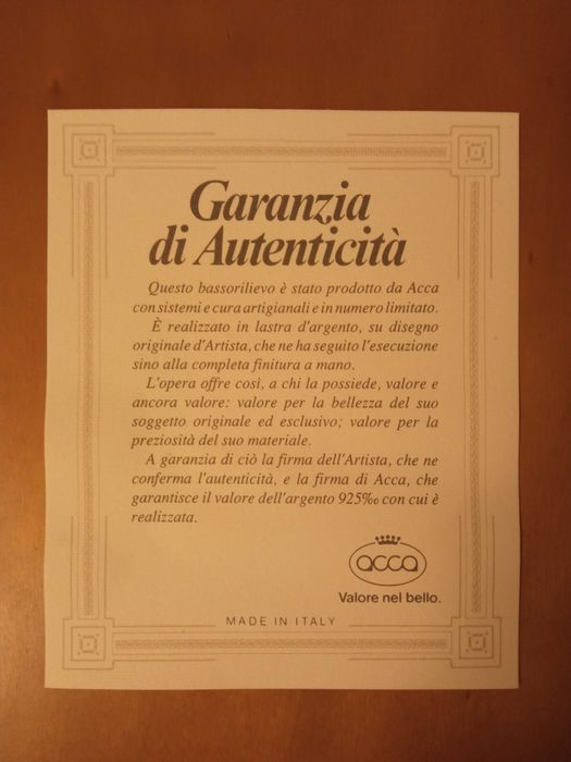 Quadro acca,  placa Primavera em prata