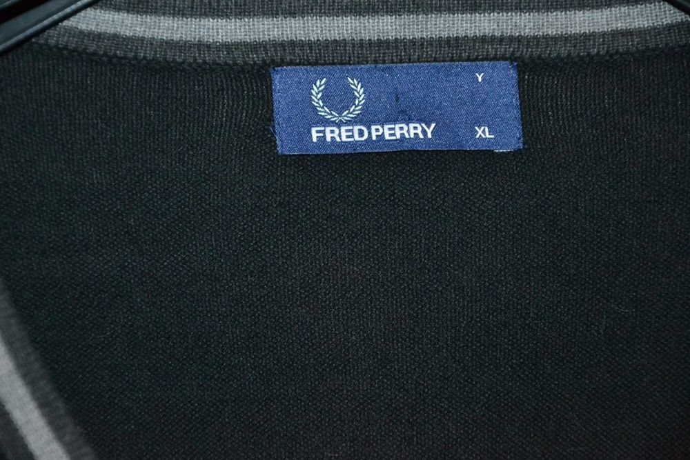 FRED PERRY Sweter Męski Rozpinany XL Kardigan Super Stan Bawełna