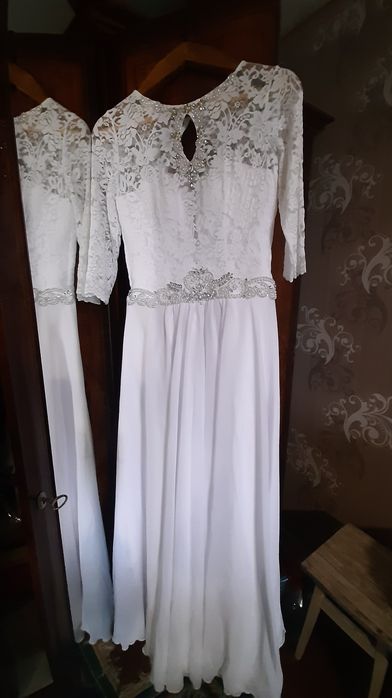 Свадебное платье В ИДЕАЛЕ в камнях с рукавом 46 48