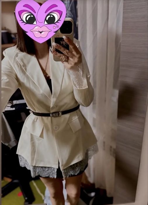 Пиджак,блейзер  с ажуром (новый s)