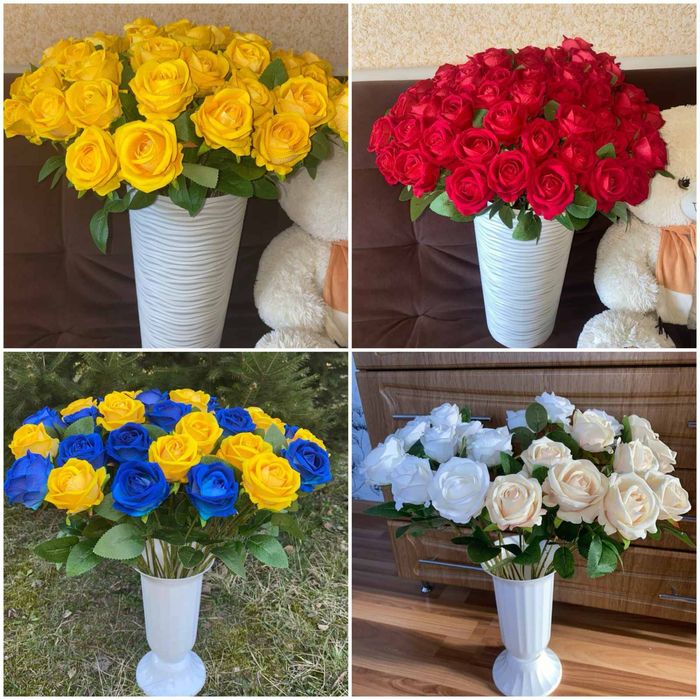 Високі латексні троянди як живі в різних кольорах