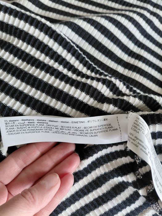 Prążkowany półgolfik Massimo Dutti w czarno białe paski xs