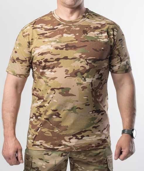 Тактична військова чоловіча стрейчева футболка R Military Мультикам 46-60
