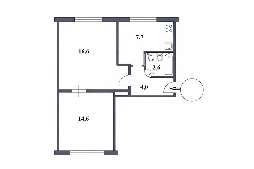Продаж, без%: 2-кімнатна квартира 45,5м2 вул.Щербаківського,49Б Нивки