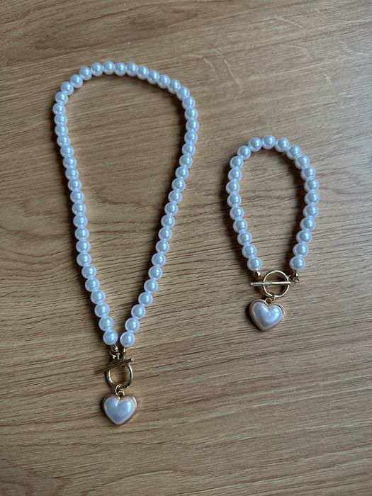 Colar + Pulseira Pérolas Brancas