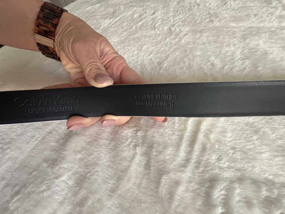 Calvin Klein pasek skórzany biały 85 cm nowy