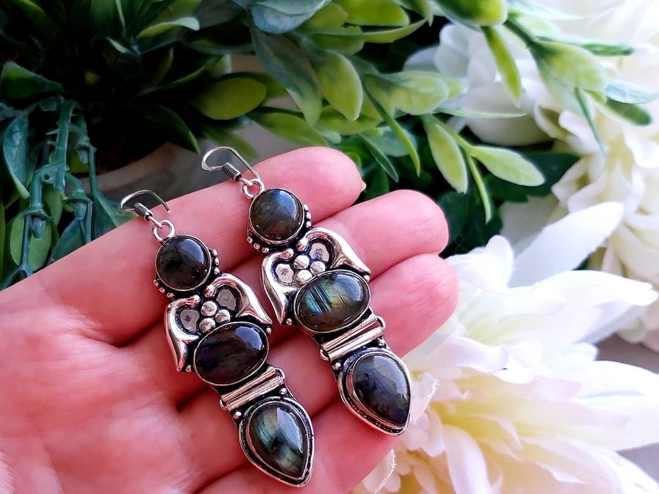 Kolczyki _Labradoryt_Indie_handmade_