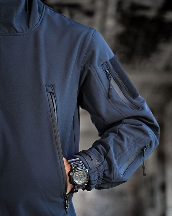 Тактична куртка Soft Shel синій демісезон на флісі / куртка софтшел