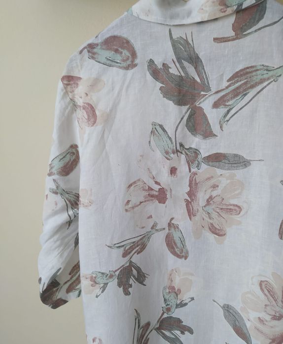 Kolorowa Biała długa sukienka z kołnierzykiem lniana sukienka 100% len