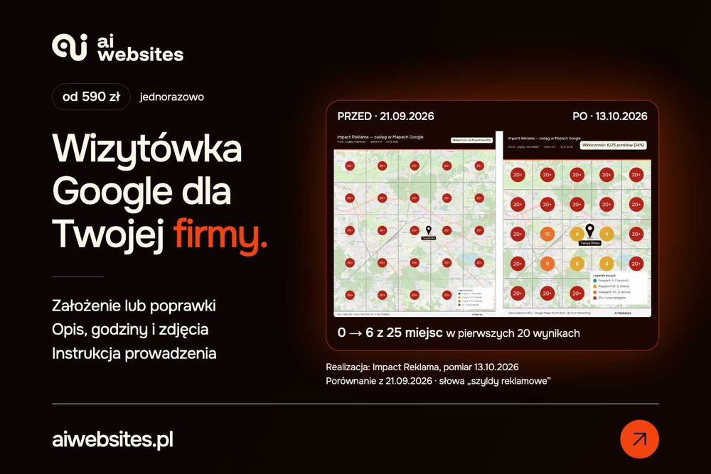 Wizytówka Google od 590 zł – lepsza widoczność w Mapach, bez abonamentu – cała Polska