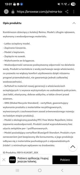 Kombinezon softshel rozm.80 nowy