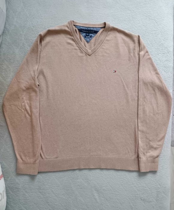 Męski sweterek Tommy Hilfiger pima cotton & cashmere rozmiar L, beżowy