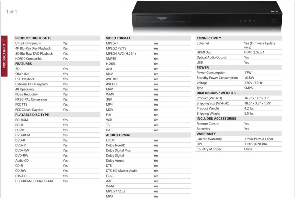 LG UBK80 4K Blu-ray player СУПЕРЦЕНА!