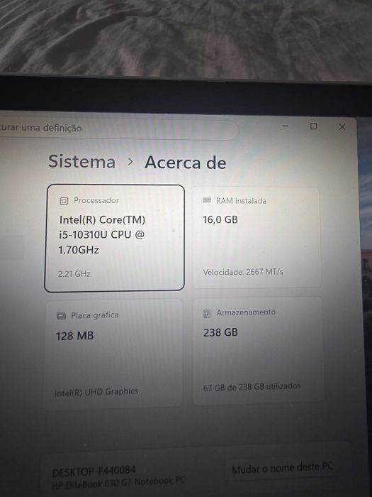 Hp Elitebook 830 G7 - I5 10310u,16Gb Ram,Nvme 256gb,13.3" Fhd