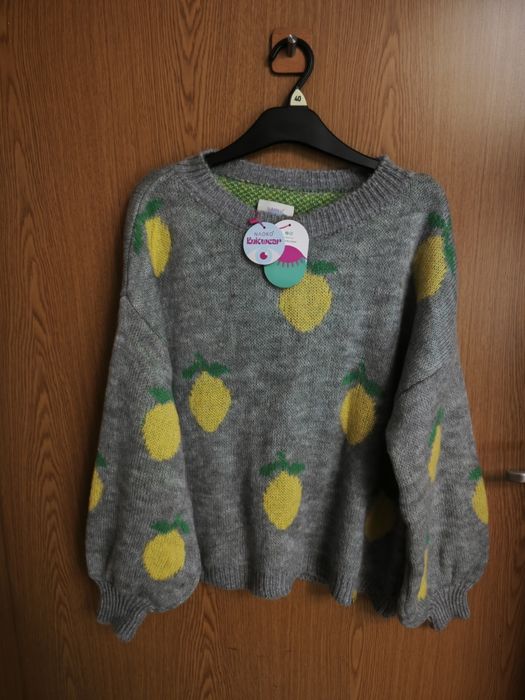 Naoko sweter zielony, cytryny, nowy!